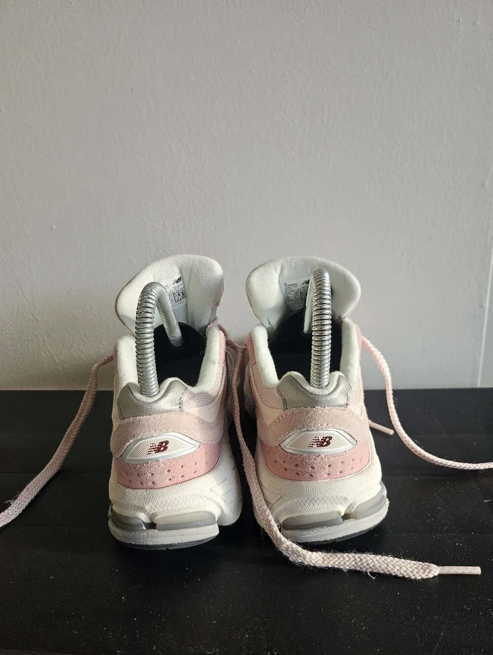 New Balance Kids Pink and Cream Lace-Up Sneakers